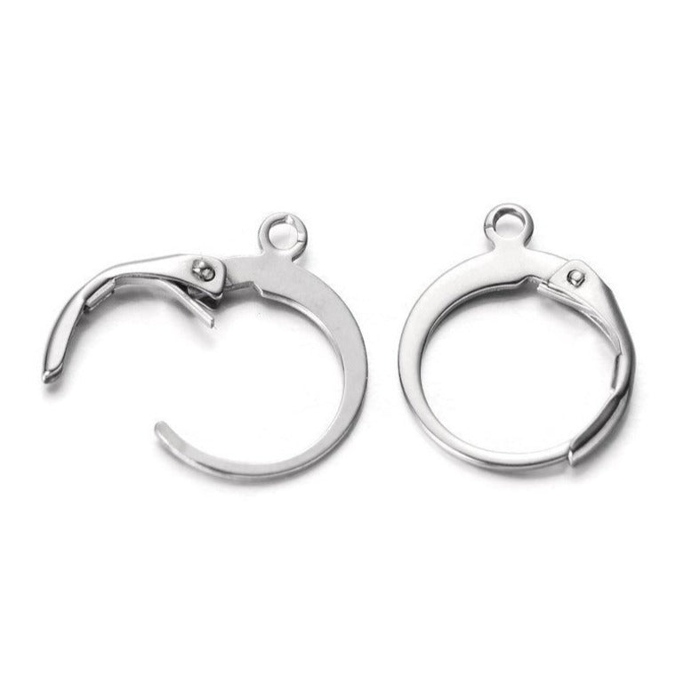 Stainless Round Lever Back Hoop earring hooks 10pcs (5 pairs) Hypoalle