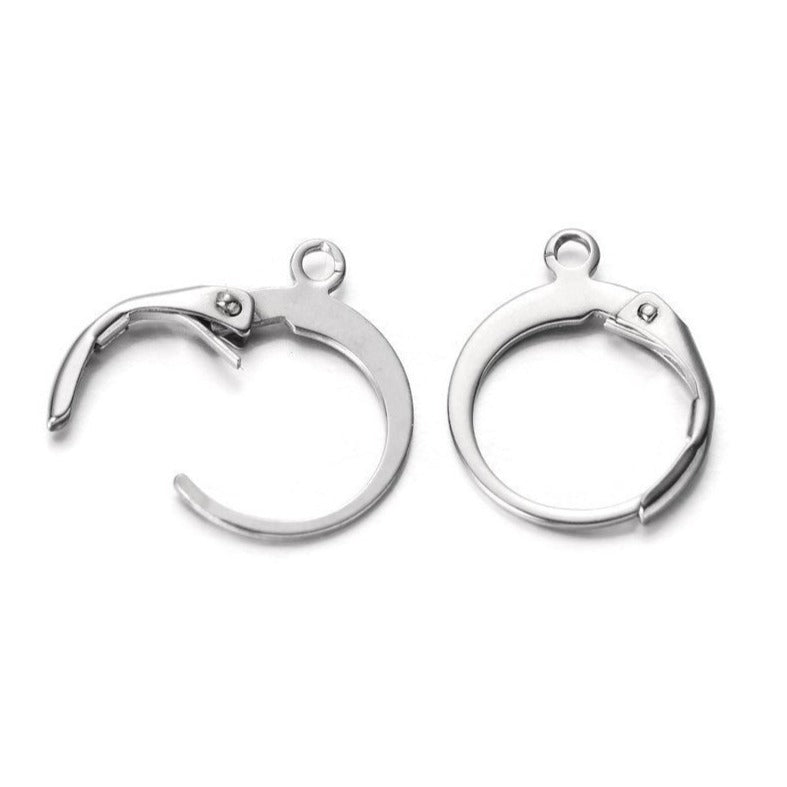 10pcs (5 pairs) Stainless Round Lever Back Hoop earring hooks, Hypoall
