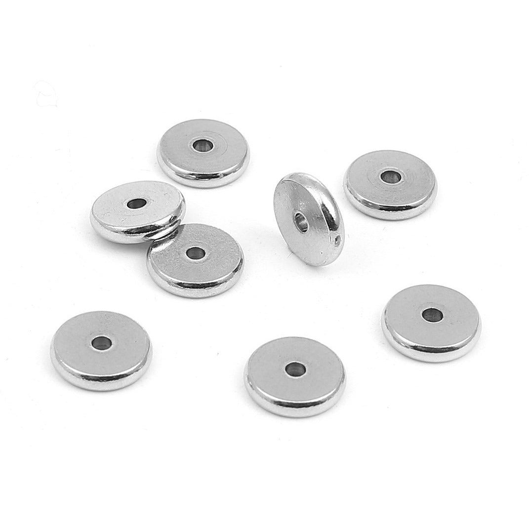 10 Stainless Steel Spacer Beads 4, 5, 6, 7, 8 or 10mm