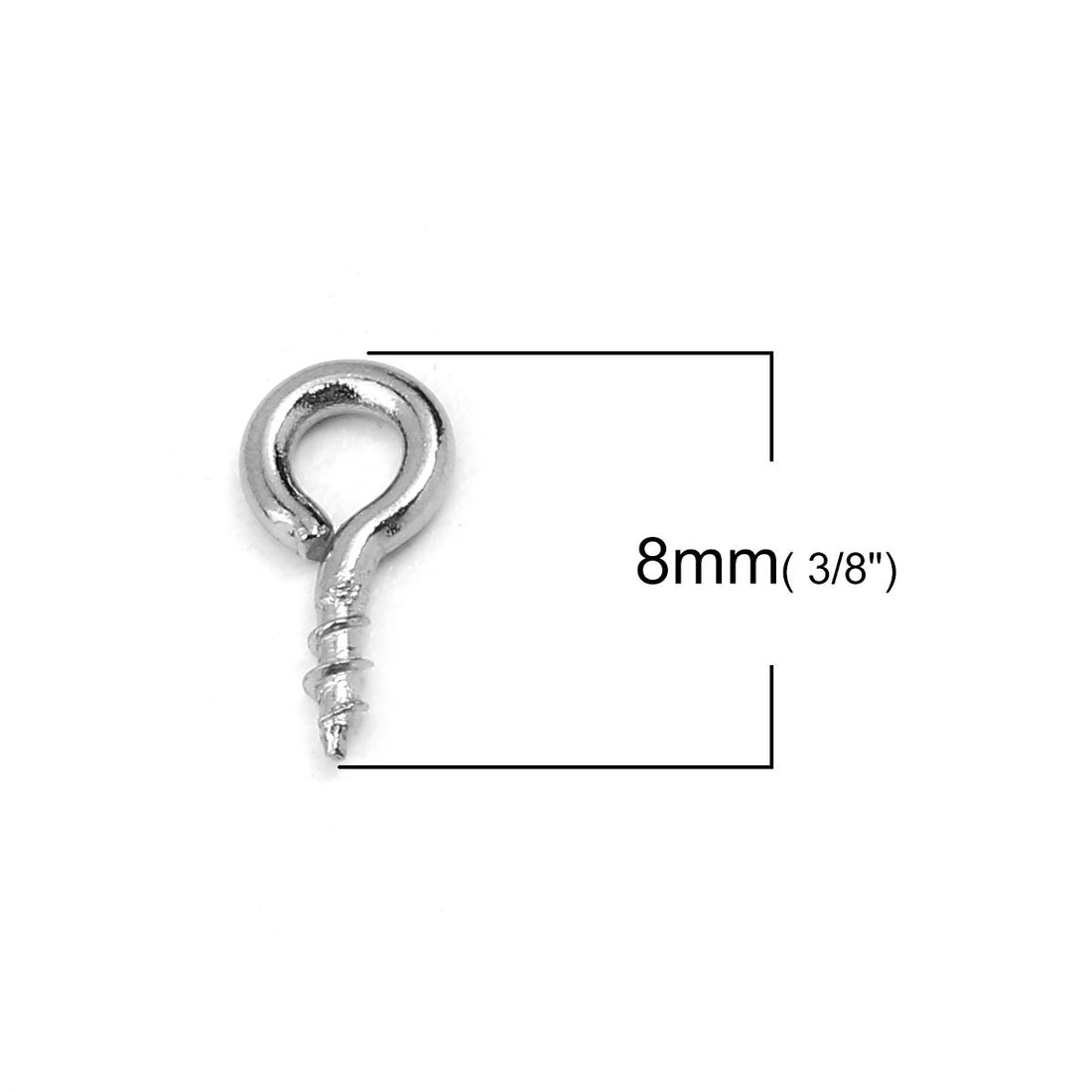 10 Silver Screw Eyes Bails - Stainless Steel Bails Top Drilled - Four sizes available