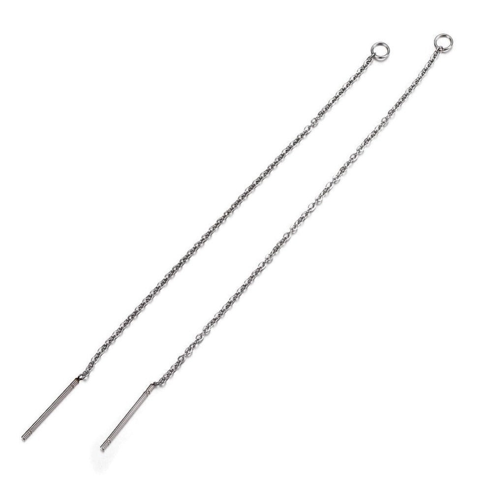 10 Stainless steel chain ear thread with closed ring - Hypoallergenic