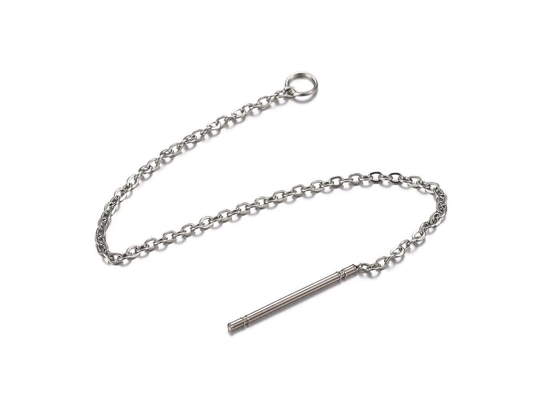 Stainless steel chain ear thread with closed ring - Hypoallergenic 5 pairs