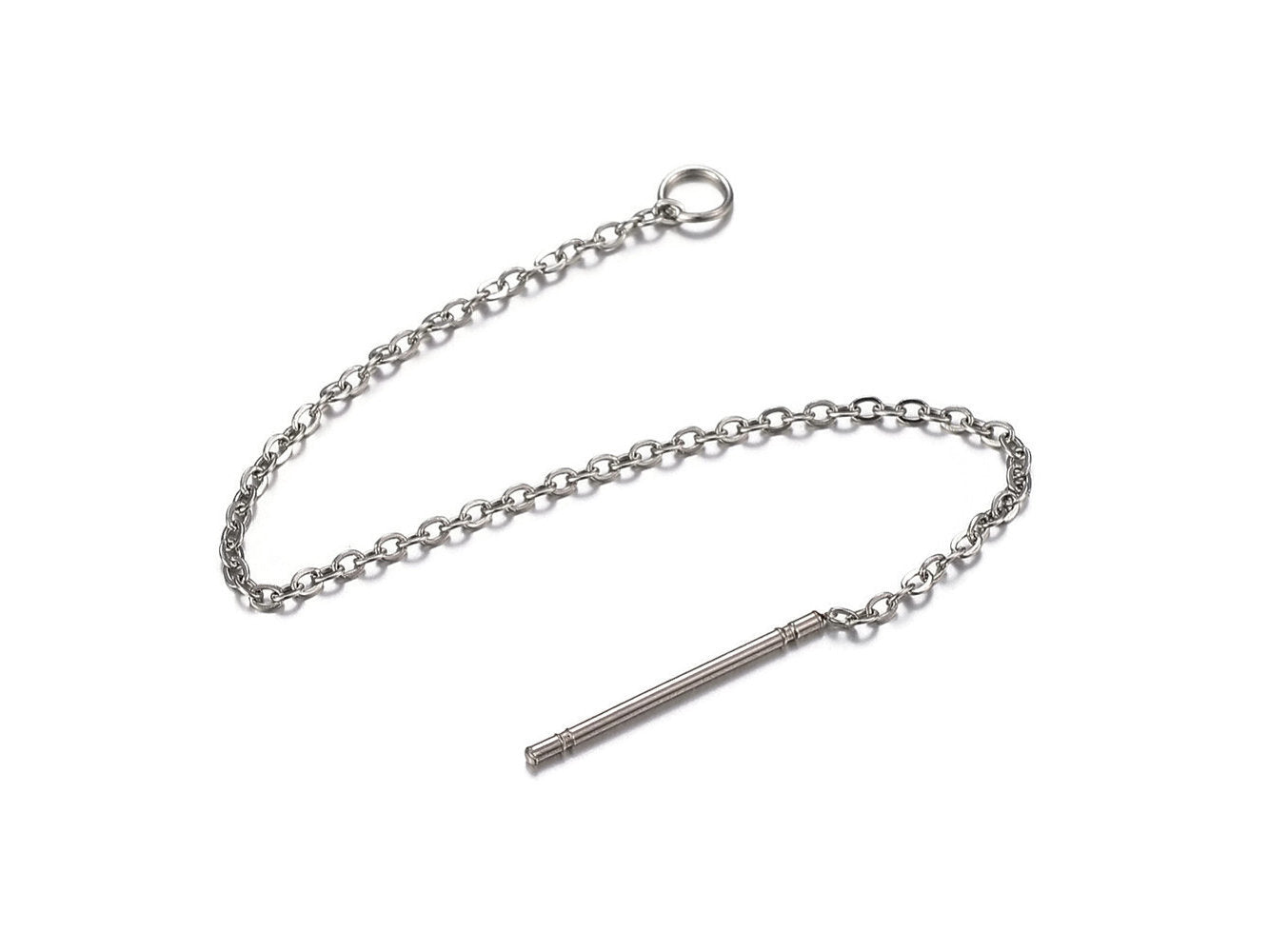 10 Stainless steel chain ear thread with closed ring - Hypoallergenic