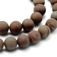 Frosted Natural Wood Lace Stone Beads Brown Round 6, 8 or 10mm