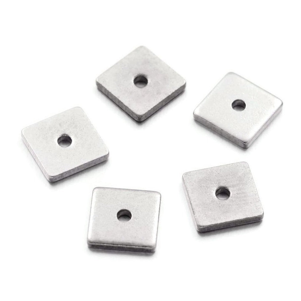 10 Stainless Steel Square Spacer Beads 6mm or 8mm