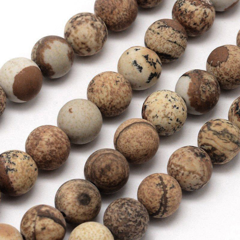 Natural Jasper Stone Frosted Beads Strands 8mm Round