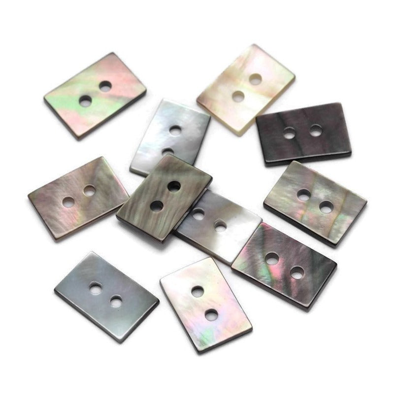 Bouton rectangle en nacre véritable 12mm - ensemble de 4 boutons