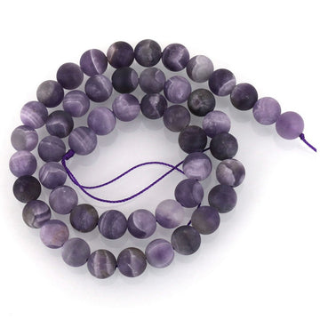 Natural Amethyst Frosted Stone Beads Round 6 or 8mm