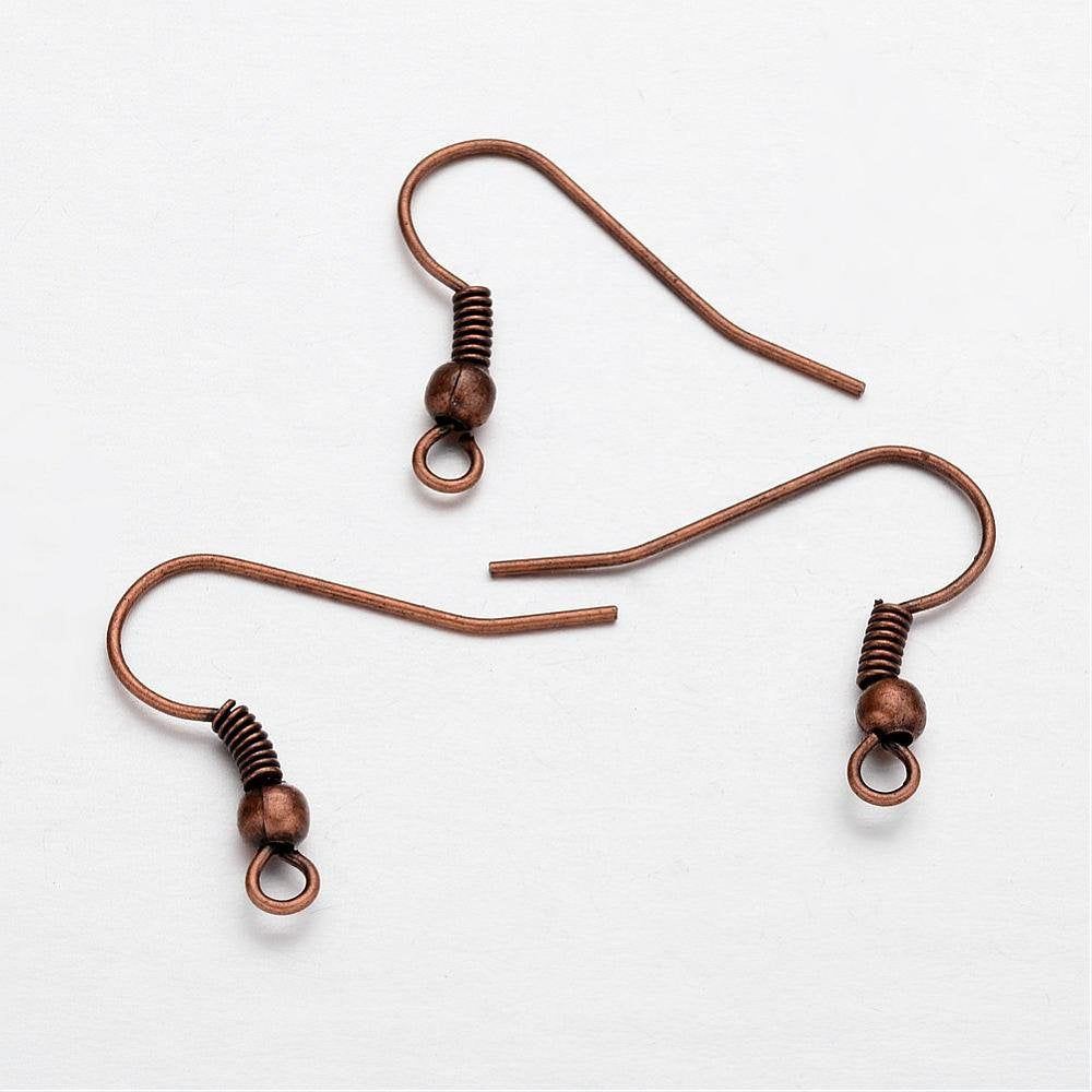 50 Earring hooks - Copper - Nickel free, lead free and cadmium free earwire