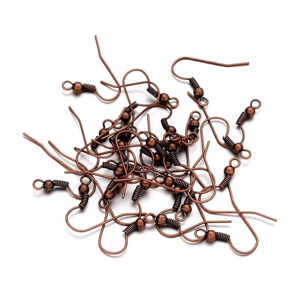 50 Earring hooks - Copper - Nickel free, lead free and cadmium free earwire