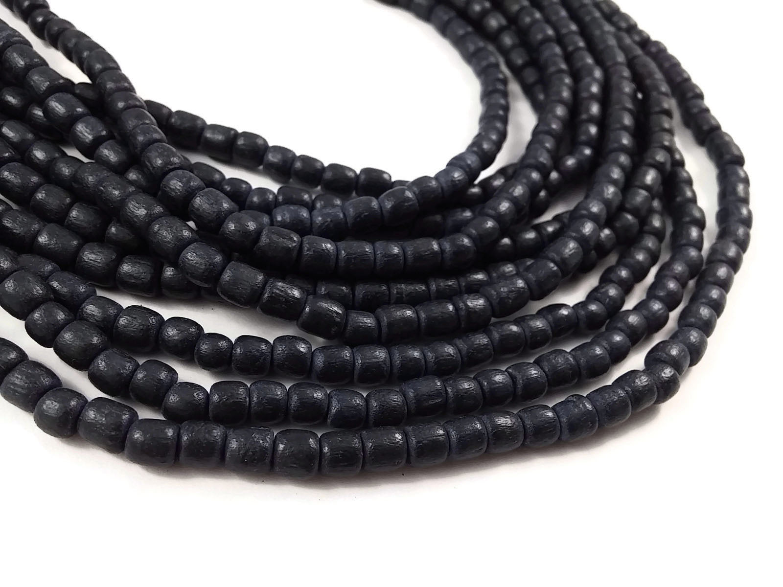 Perles tubes en bois de 4x5mm - charcoal