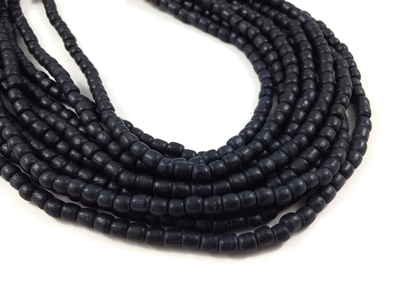 Perles tubes en bois de 4x5mm - charcoal