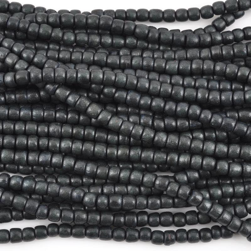 Perles tubes en bois de 4x5mm - charcoal