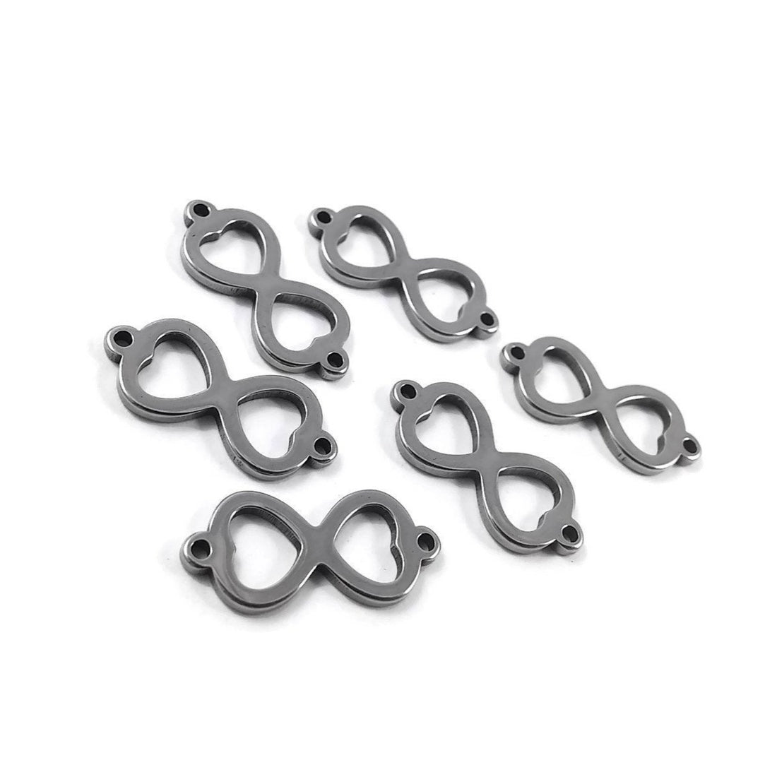 6 Stainless steel infinity connectors 20 x 9mm