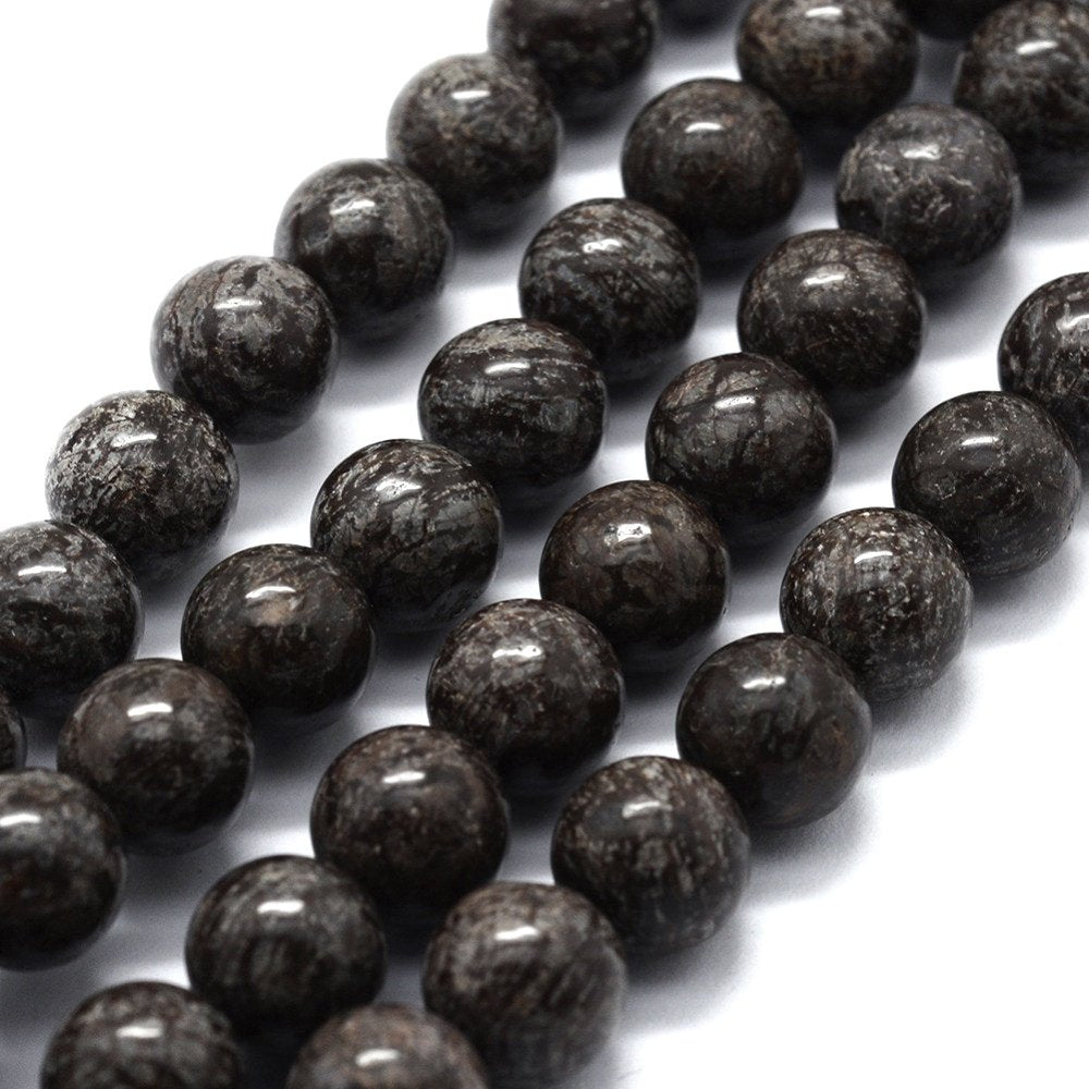 Pierres Naturelles Rondes 6 ou 8mm - Snowflake Obsidian