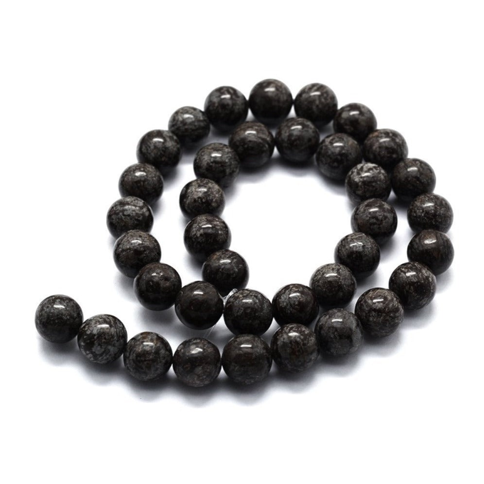 Pierres Naturelles Rondes 6 ou 8mm - Snowflake Obsidian