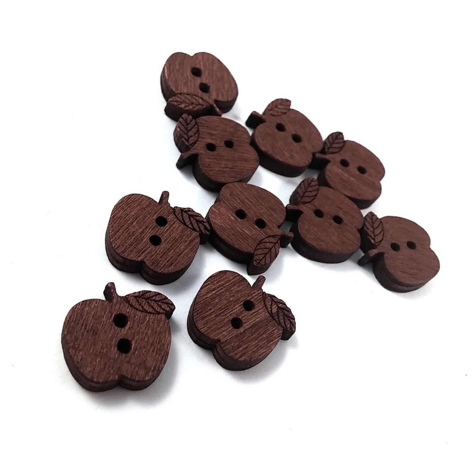 10 Apple Wooden Buttons - craft buttons 16mm