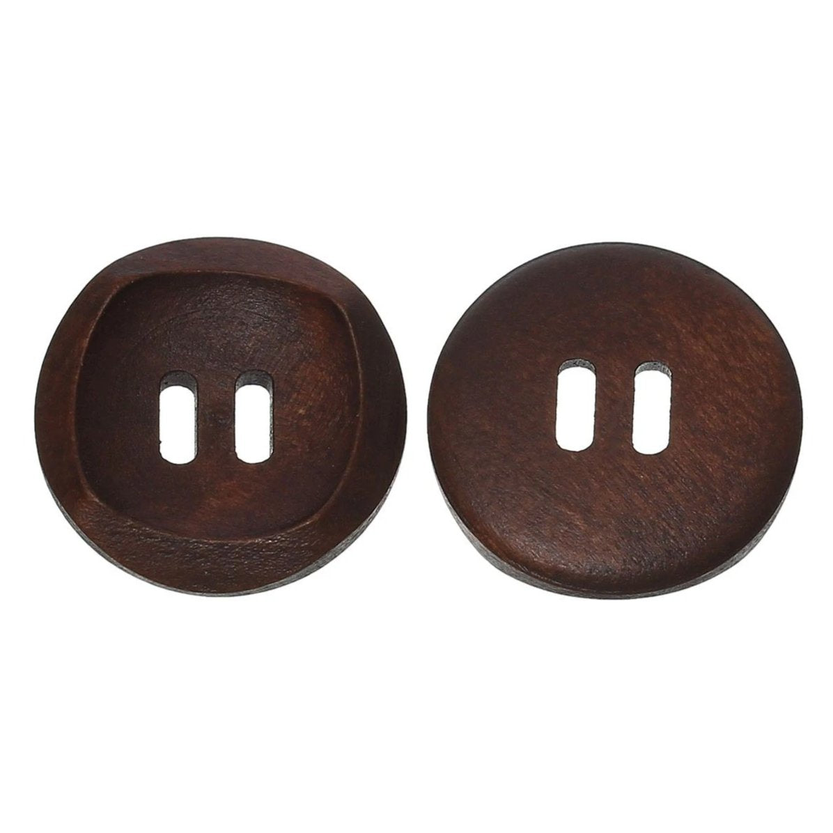 6 tan brown wooden buttons 25mm