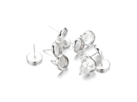Brass stud earring settings, 8 or 10mm tray, silver. Nickel free, lead free and cadmium free