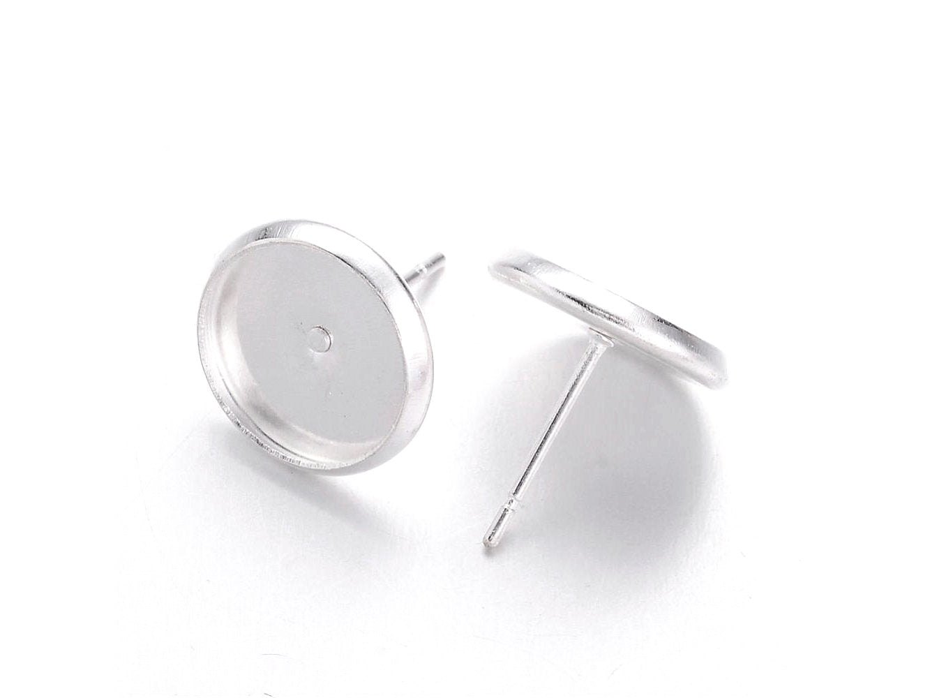 Brass stud earring settings, 8 or 10mm tray, silver. Nickel free, lead free and cadmium free