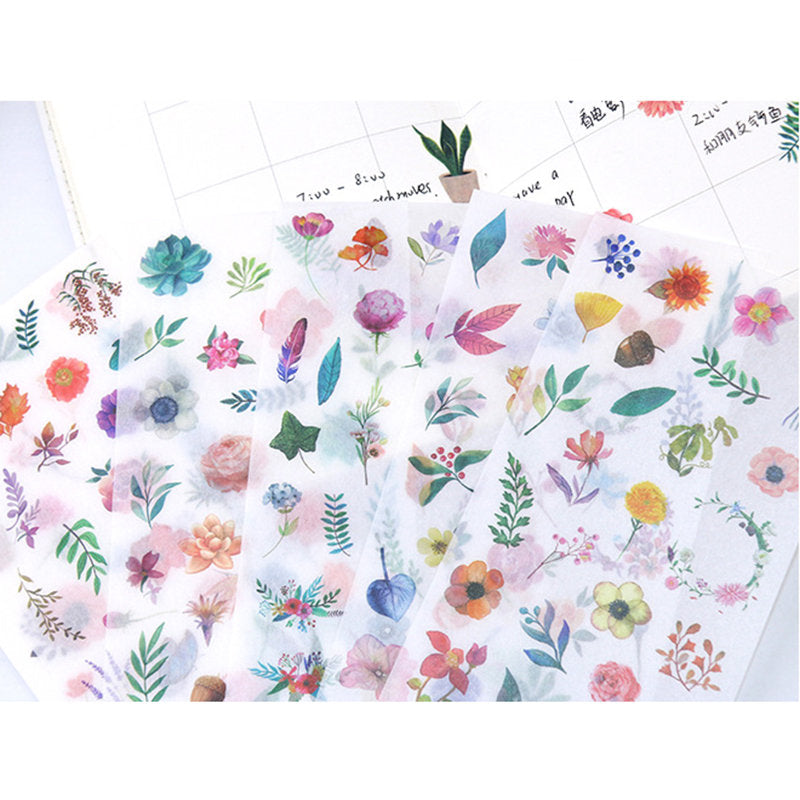 Flowers and foliage sticker set - 6 sheets