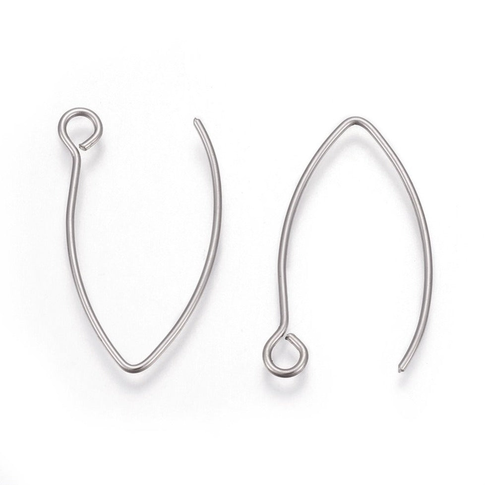 10 Stainless Steel Marquis earring hooks 26x15mm