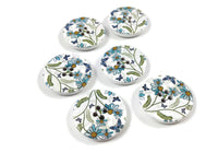 White and Flower Pattern Wooden Sewing Button 30mm - set of 6 wood buttons