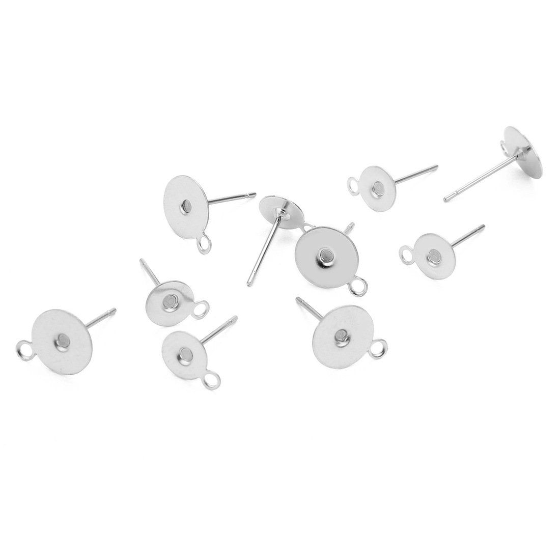 10 Stainless steel earring post with loop - 5mm, 6mm, 8mm, 10mm
