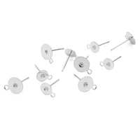 10 Stainless steel earring post with loop - 5mm, 6mm, 8mm, 10mm