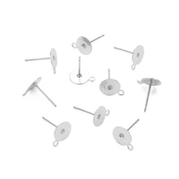 10 Stainless steel earring post with loop - 5mm, 6mm, 8mm, 10mm