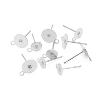 10 Stainless steel earring post with loop - 5mm, 6mm, 8mm, 10mm