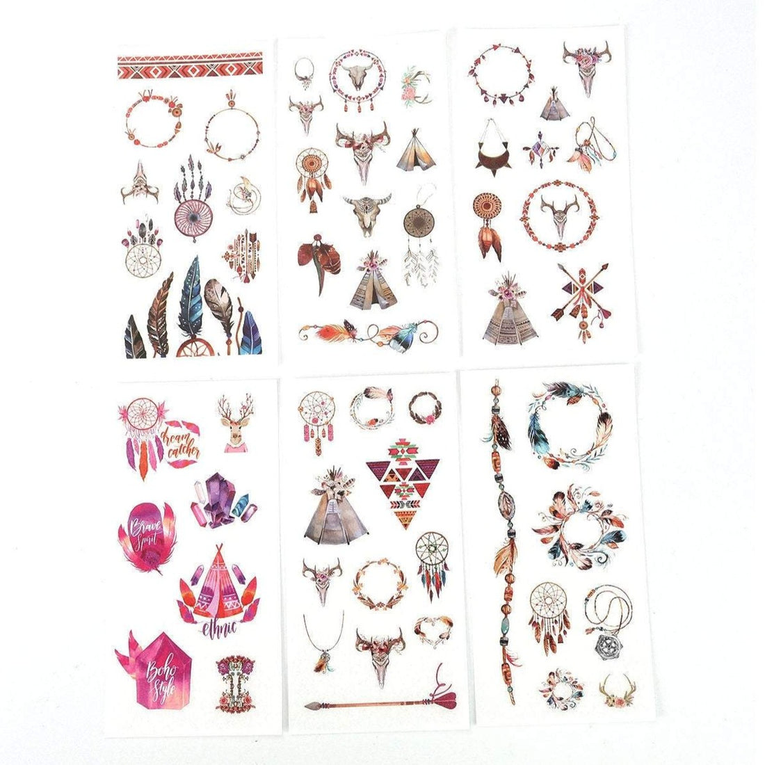 Dreamcatcher sticker pack - 6 sheets of boho stickers