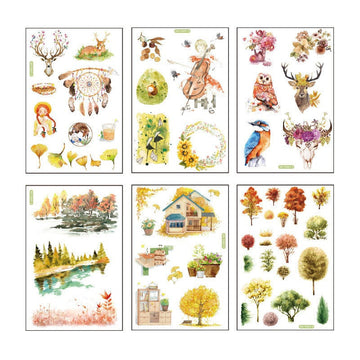Fall forest sticker pack - 6 sheets of paper stickers
