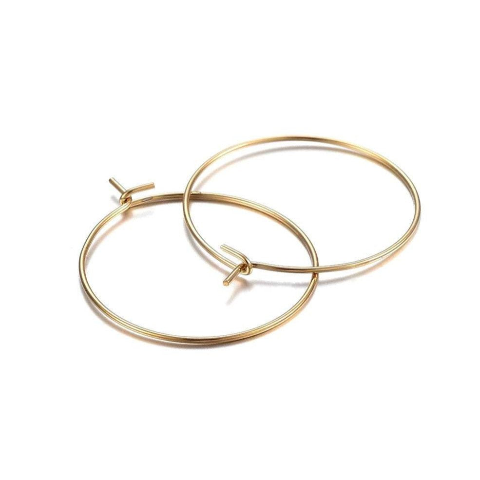 Gold stainless steel hoops 10pcs (5 pairs) - 2 size available