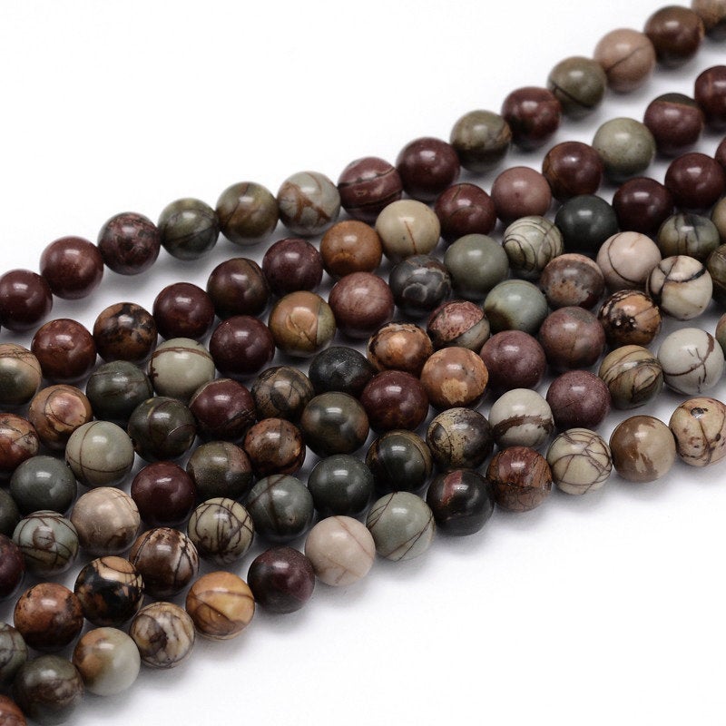 Natural Picasso Stone Beads Strands Colorful Round 4mm