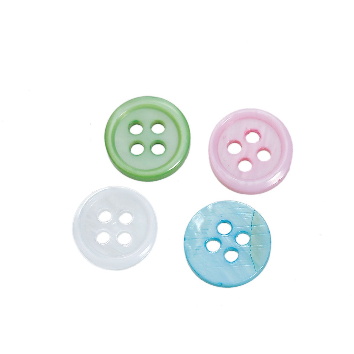 Mother of pearl buttons - 10mm buttons - set of 6 shell buttons - blue, green, pink, yellow, orange or white