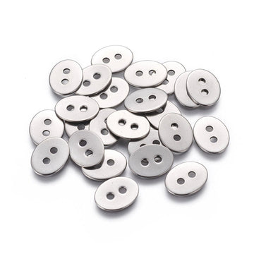 6 Silver stainless steel buttons or clasps, oval 14mm or 17mm