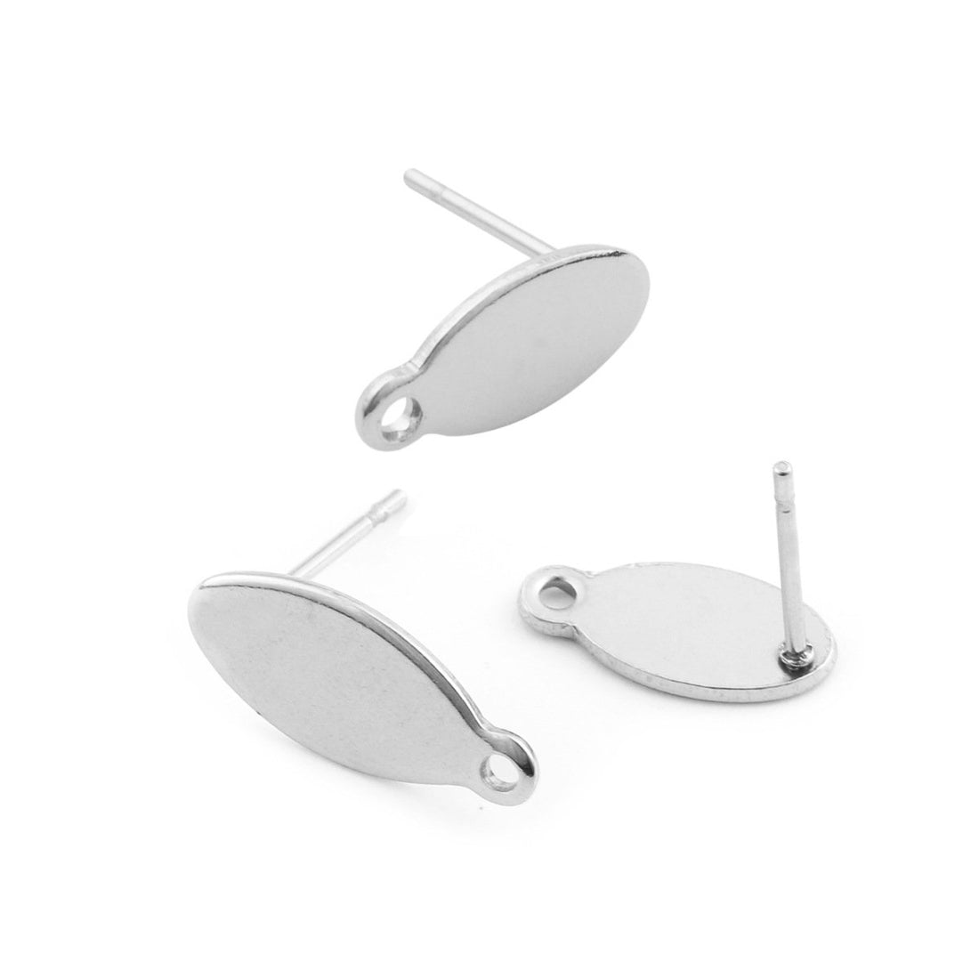 Stainless steel oval earring posts with hole