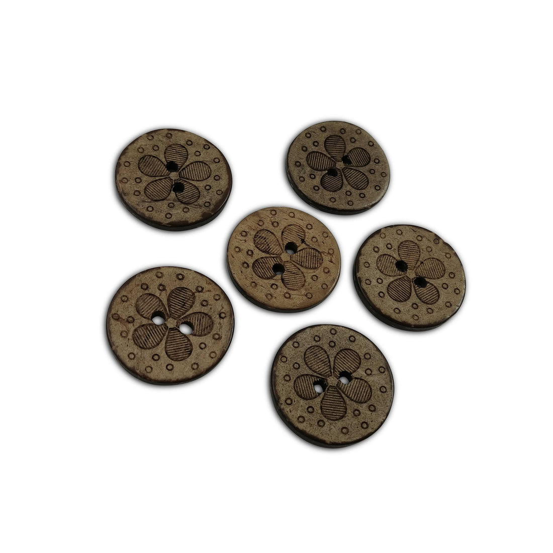 6 Two holes flower pattern coconut shell buttons 20mm 