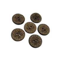 6 Two holes flower pattern coconut shell buttons 20mm