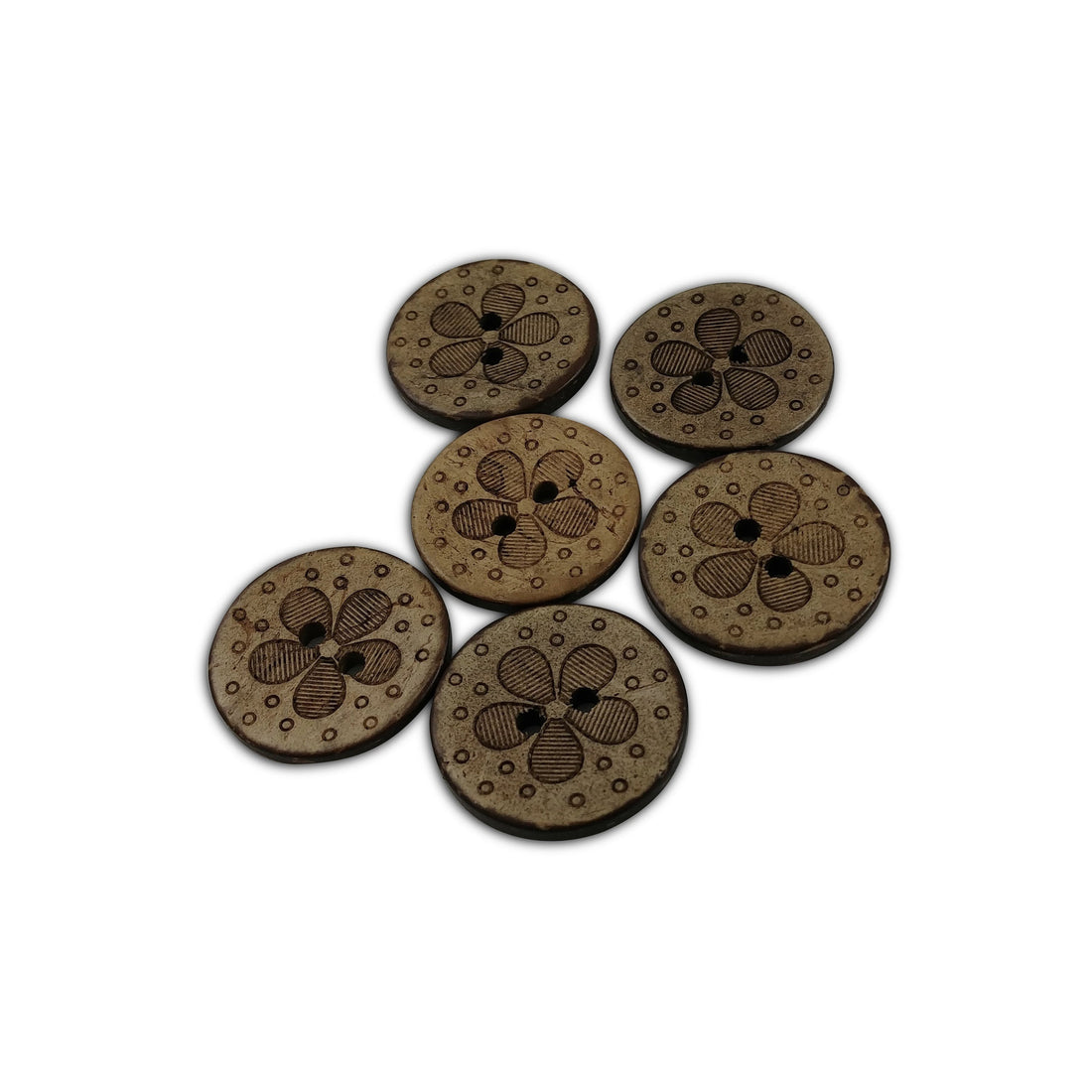 6 Two holes flower pattern coconut shell buttons 20mm