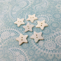 Mother of pearl natural shell buttons 15mm, set of 6 white star sewing buttons