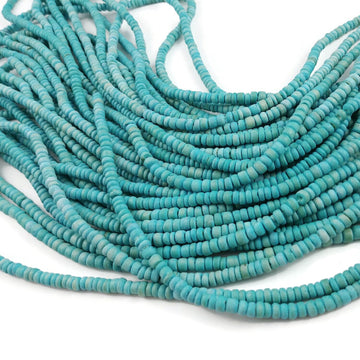 Turquoise coconut beads, 5mm wooden rondelle beads, rustic beads for jewelry making