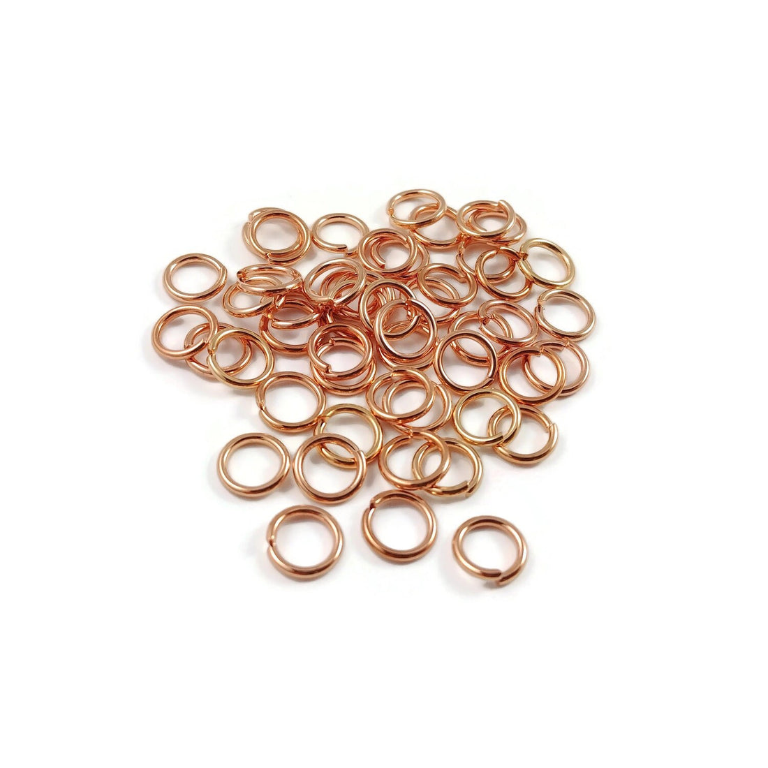 Stainless steel jump rings, Gold rose jumprings, 7mm or 8mm open jump rings, Hypoallergenic jewelry supplies