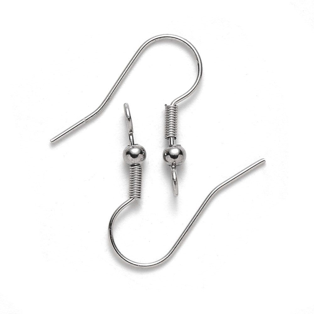 Stainless steel ear wires, Other side loop earring hooks, Hypoallergenic earring findings, 50 pcs (25 pairs)