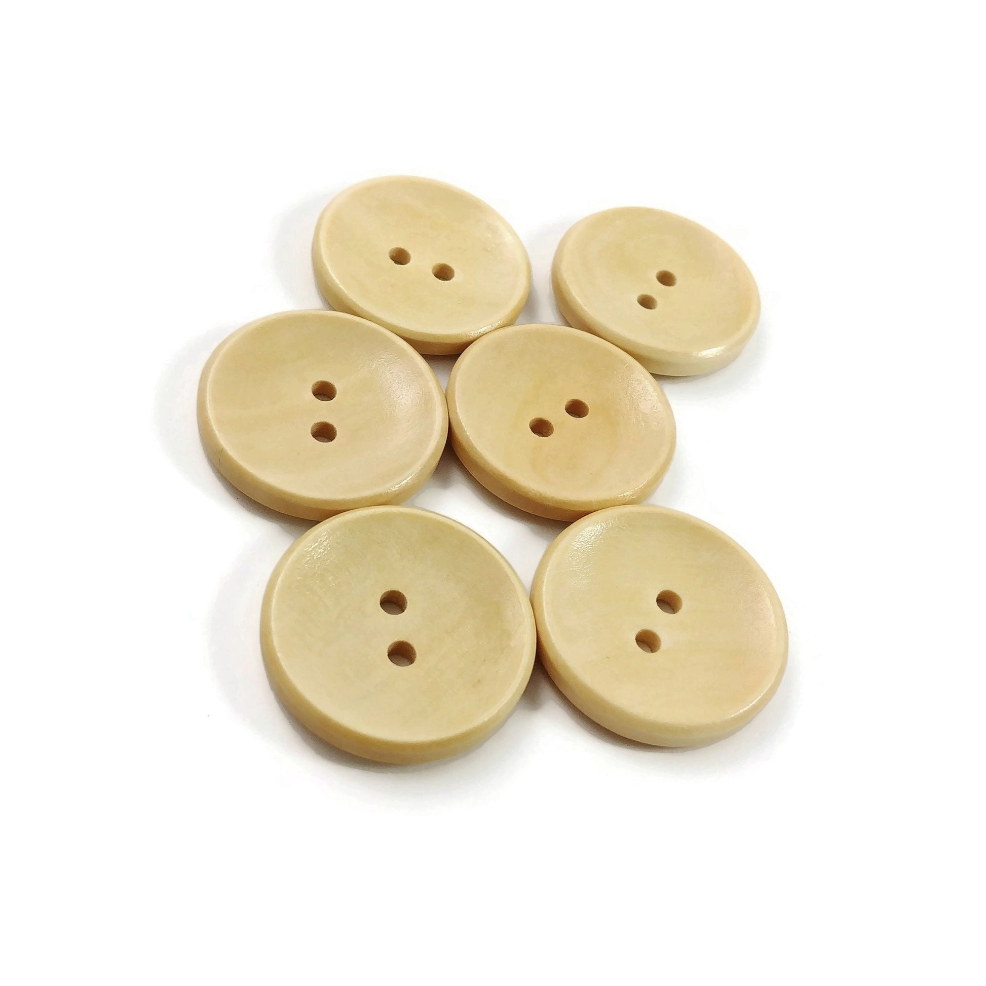 1 inch wooden buttons, 6 sewing buttons, 25mm natural wood button, Dark brown, brown, copper or natural