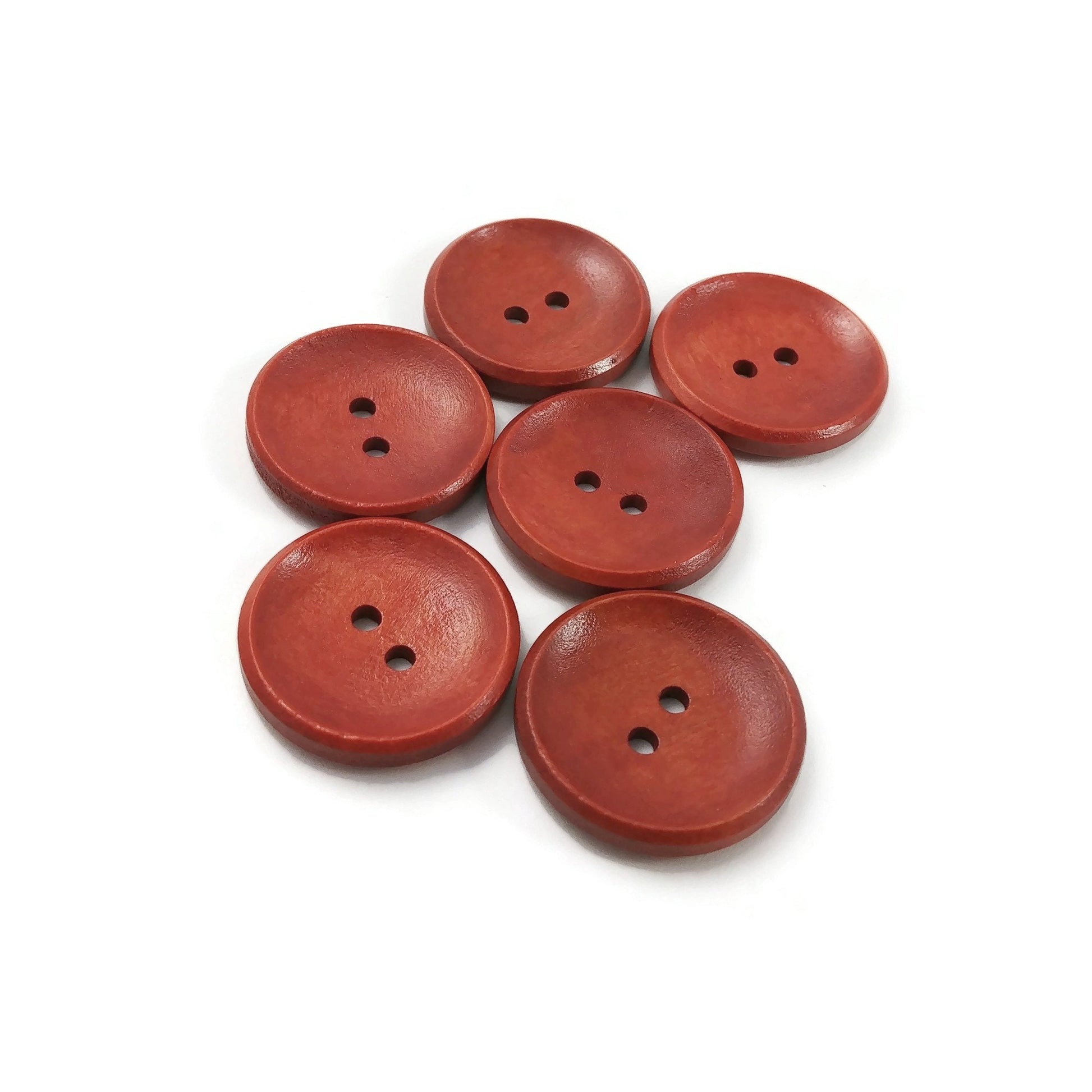 1 inch wooden buttons, 6 sewing buttons, 25mm natural wood button, Dark brown, brown, copper or natural