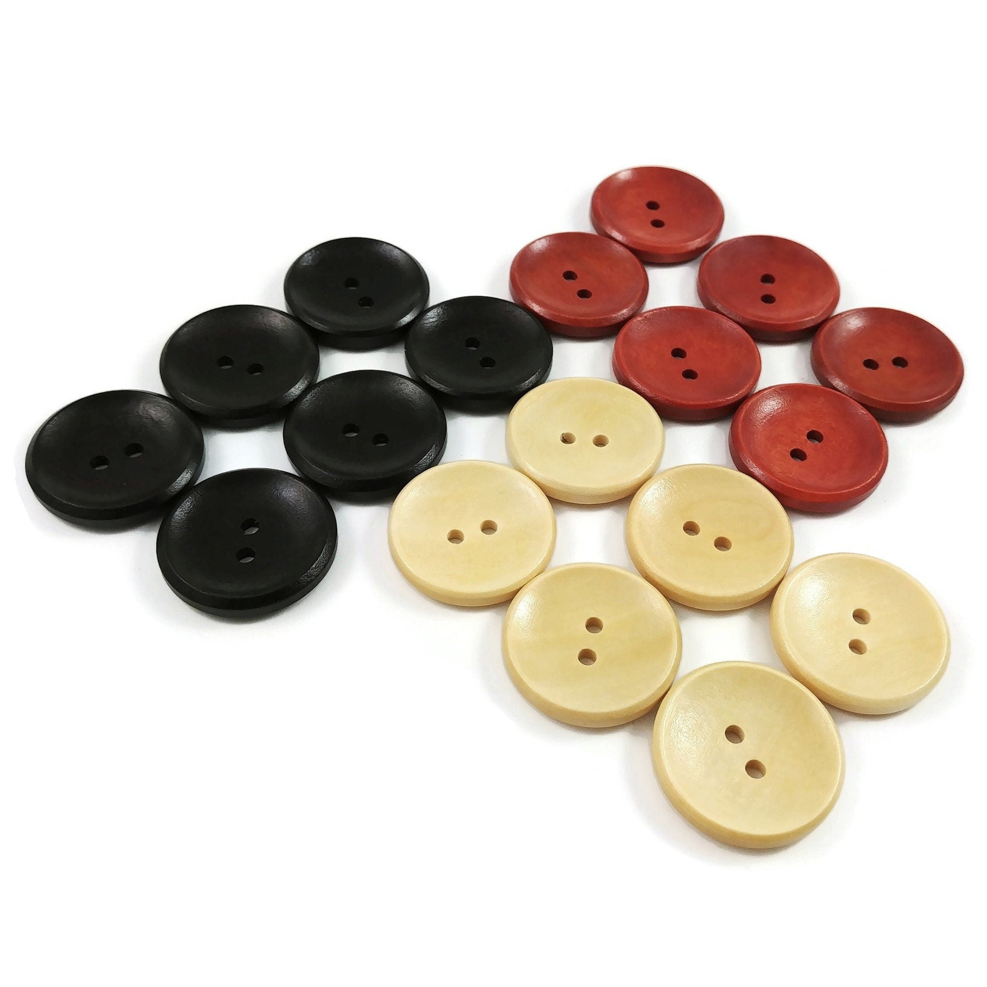 50pcs Large Wood Wooden Buttons for Crafts Supplies Sewing 2 Holes Unfinished Handmade Button, Size: 25 mm, Brown