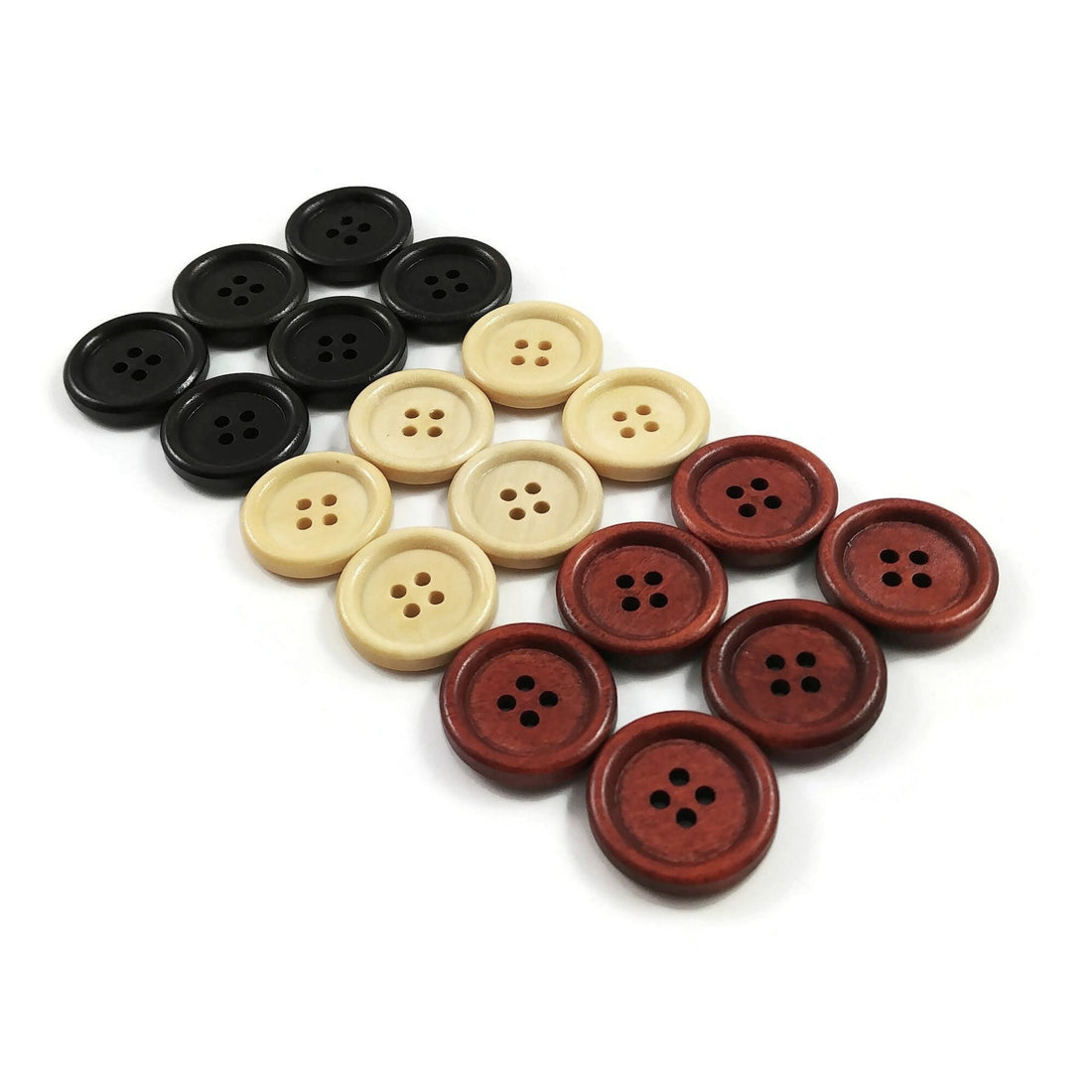 20mm wooden buttons, 6 sewing buttons, Natural wood button, Dark brown, brown or natural