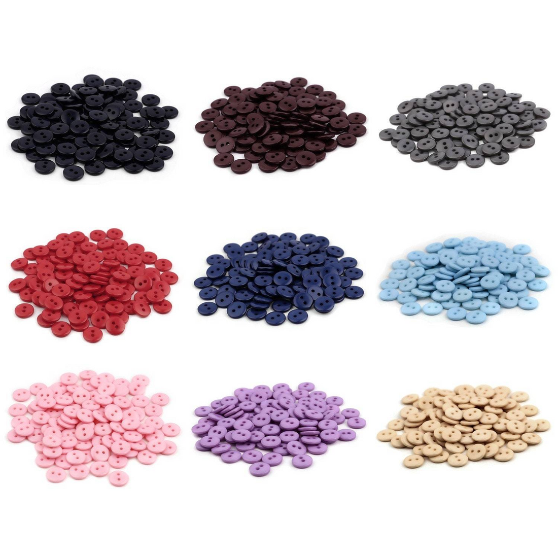 25 Boutons en résine de 10mm - Choisissez votre couleur: bleu, rouge, gris, rose, beige, mauve